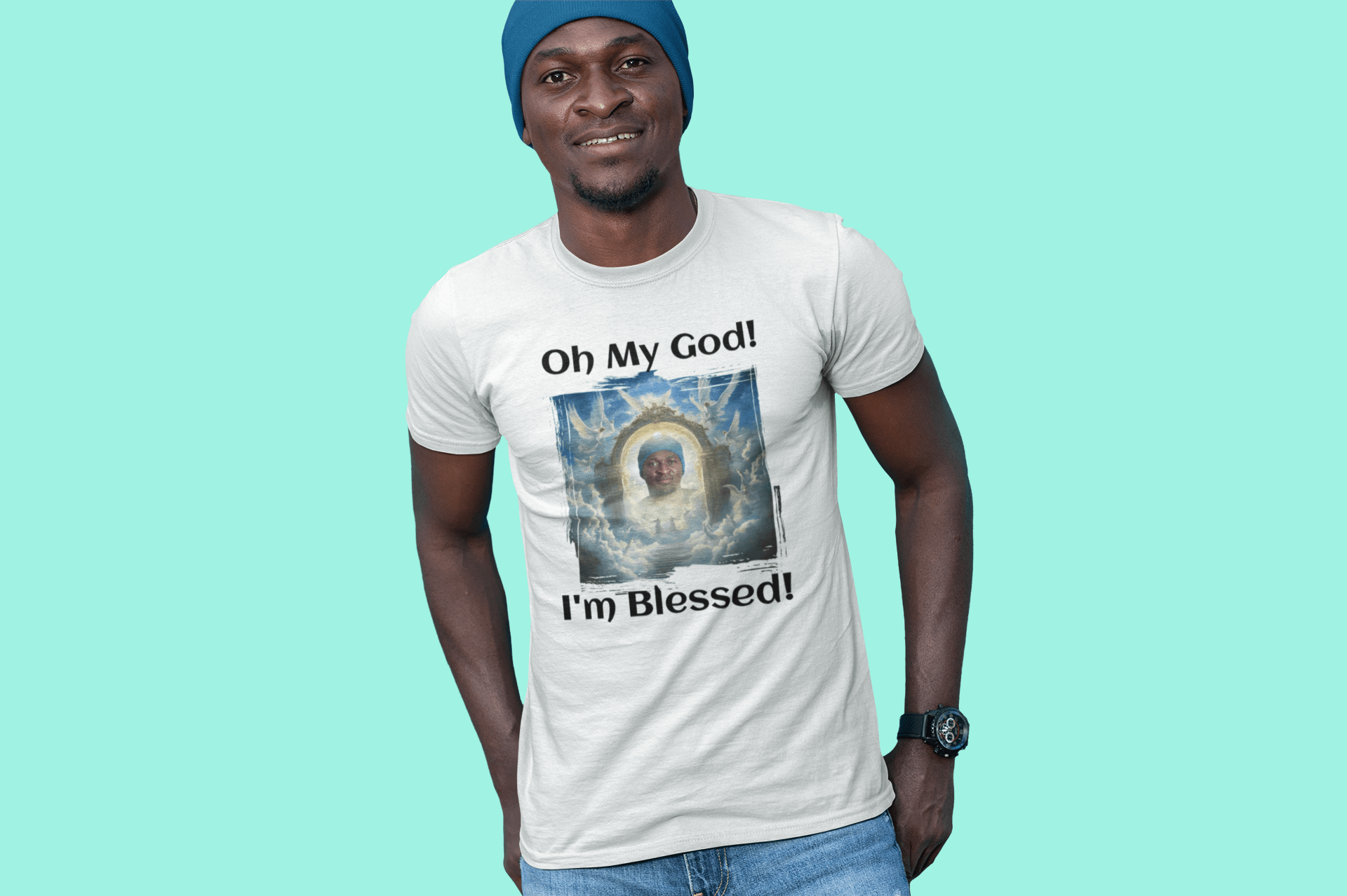 Custom Photo T Shirt White (I'm Blessed) - Weave West