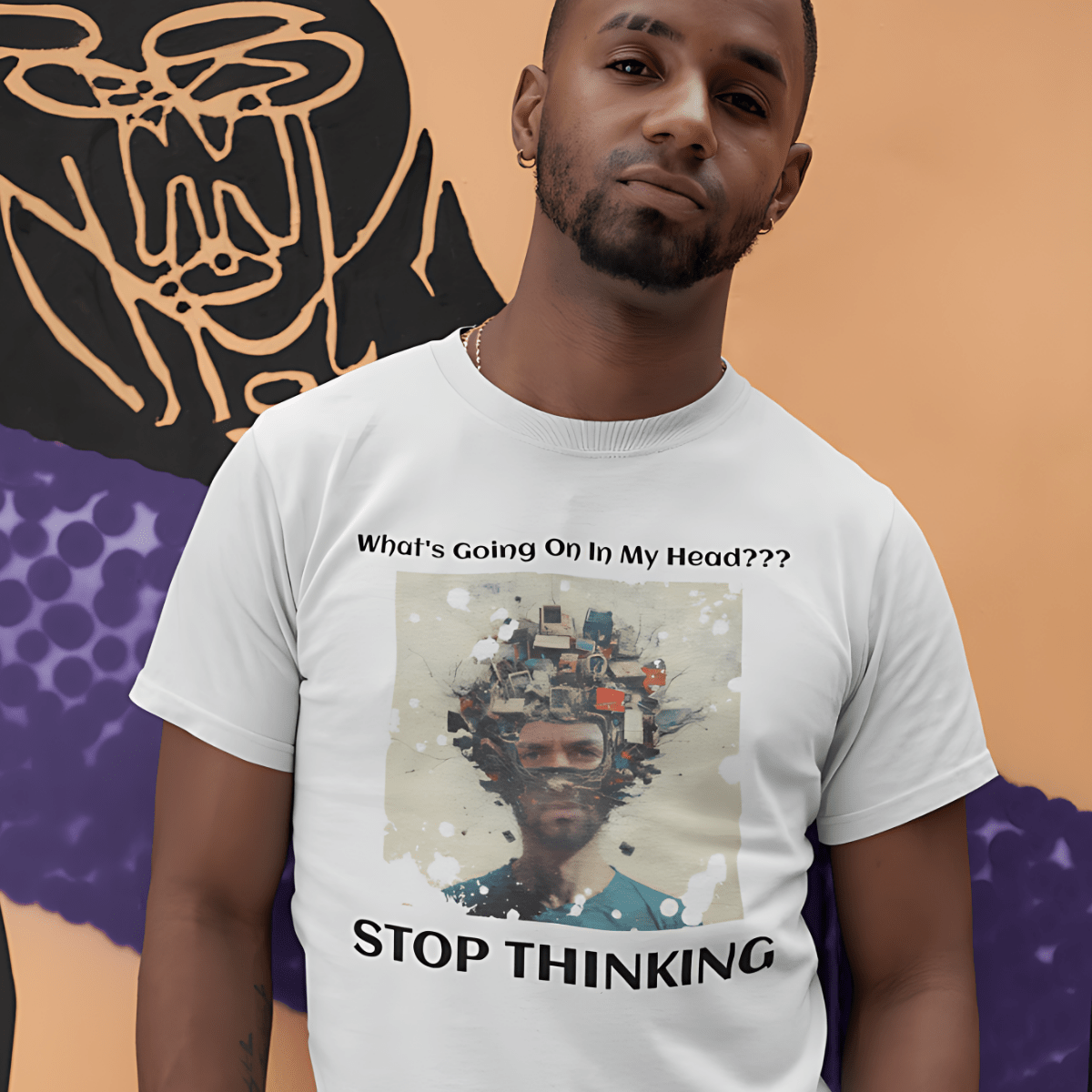 Custom Photo T Shirt White (Stop Thinking) - Weave West