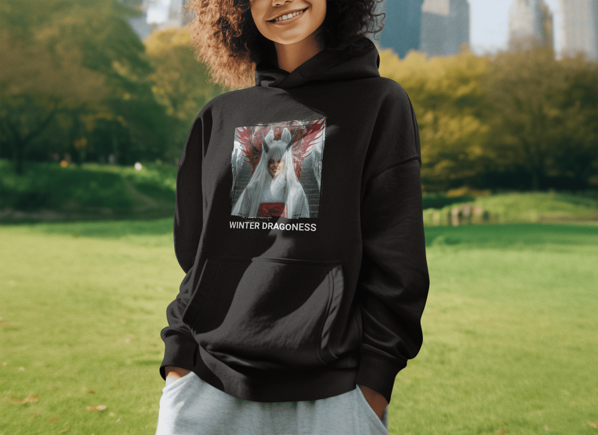 Women Custom Gildan Hoodie (Winter Dragoness) - Weave West