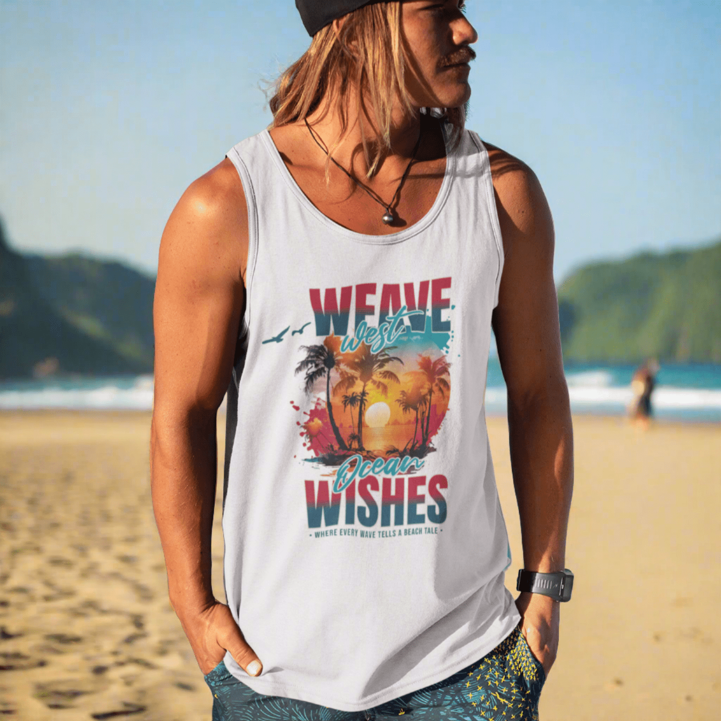 Wrinkle Free Sleeveless Tank (Ocean Wishes) - Weave West