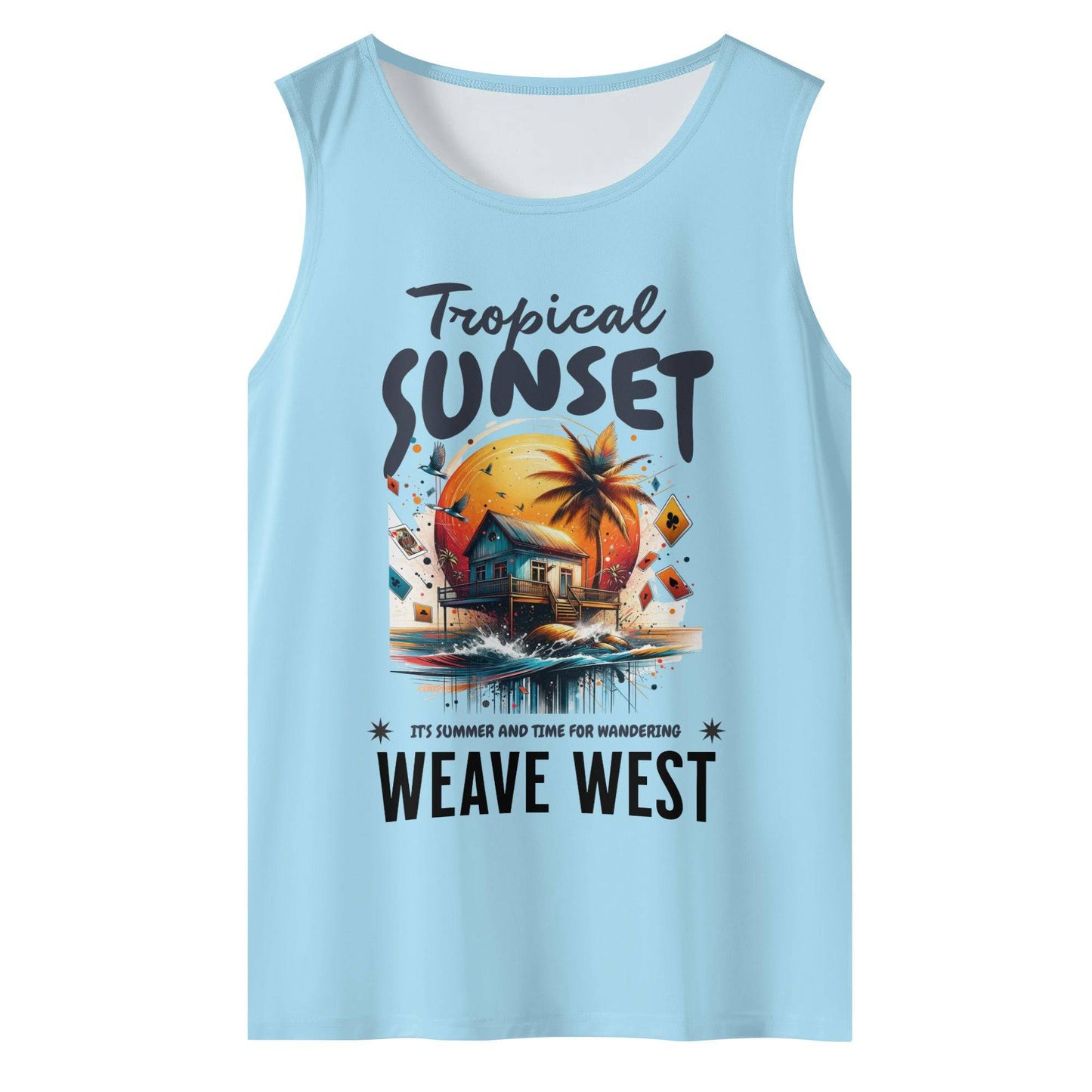 Wrinkle Free Sleeveless Tank (Tropical Sunset) - Weave West