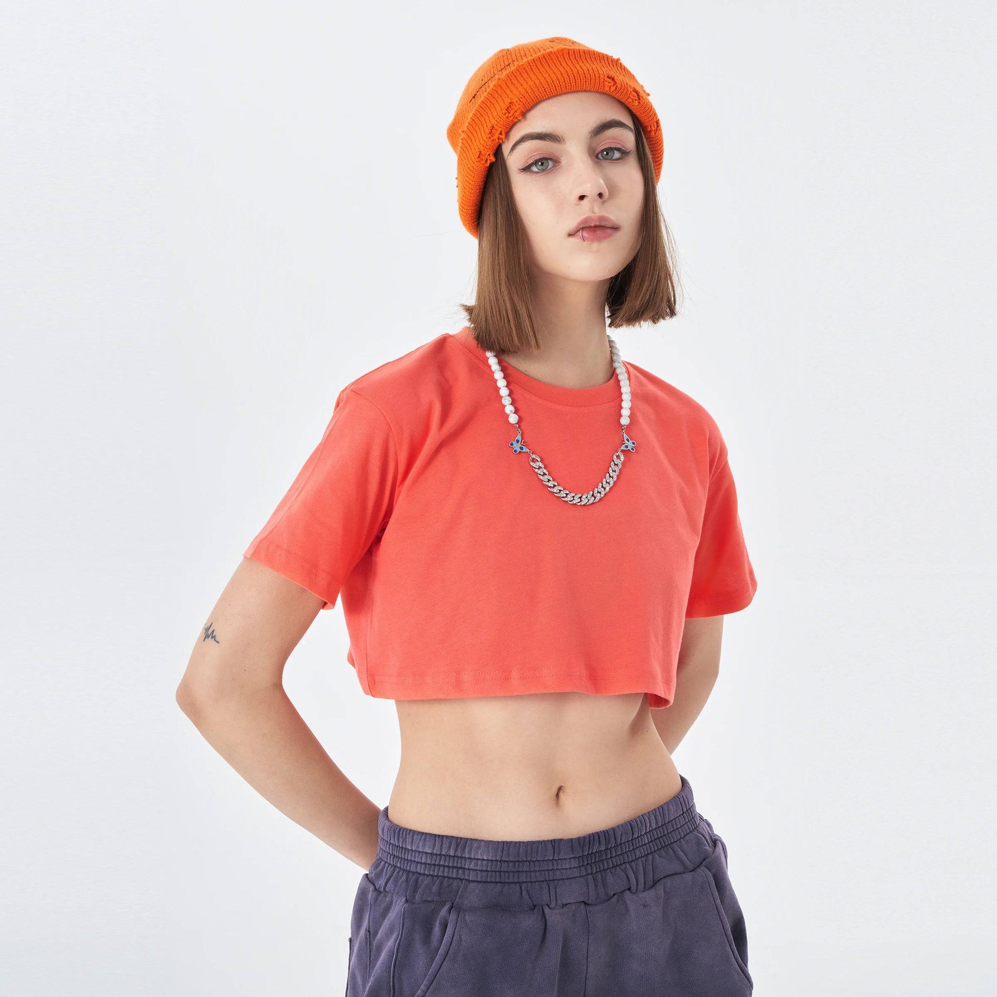 Soft Cotton Loose Crop Top Signature 6 | Loose Crop Shirt - Weave West