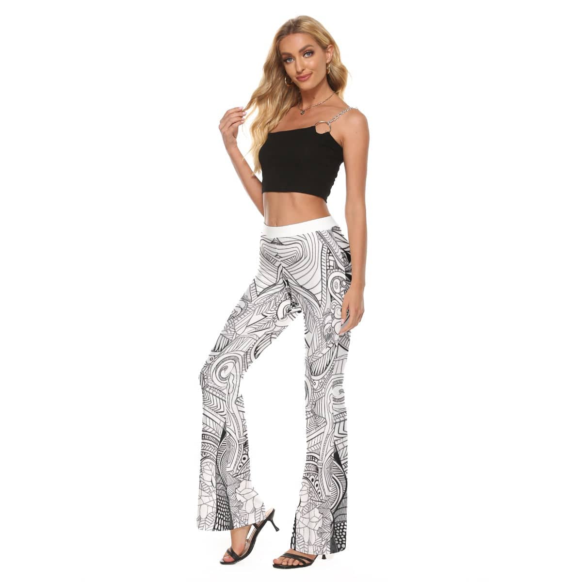 High Waisted Flare Pants Art | Women Flare Leggings - Weave West