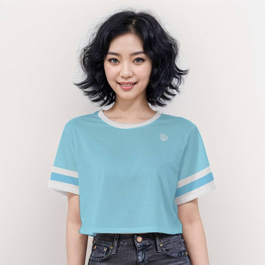 Casual Boxy Crop Tee Ethereal Blue | Boxy Crop Workout Tee - Weave West