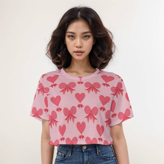 Casual Boxy Crop Tee Red Heart | Boxy Crop Workout Tee - Weave West