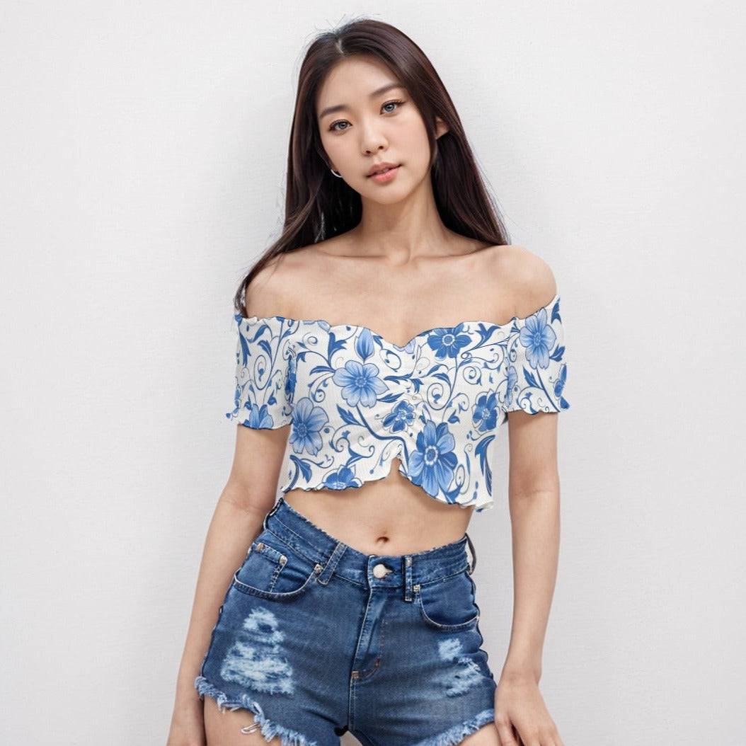 Off Shoulder Crop Blouse Plant 7 | Off Shoulder Crop Top - Weave West